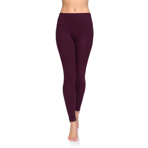 SOFTSAIL Leggings Damen Aus 95% Baumwolle High Waist Baumwoll Leggings Lang Für Frauen Freizeit Relax Bequeme Freizeit Hose Damen Hosen Sommer Pflaume 48 von SOFTSAIL