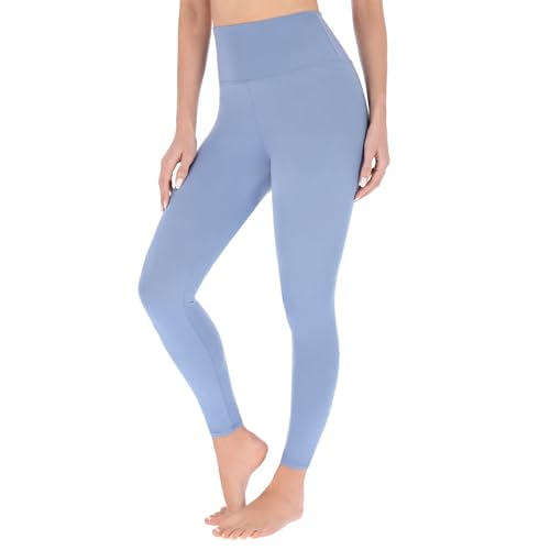 SOFTSAIL Leggings Damen High Waist Bauchkontrolle Blickdicht Yoga Gym Sporthose Damen Lang Figurformend Atmungsaktiv Elastisch Blau L/XL von SOFTSAIL