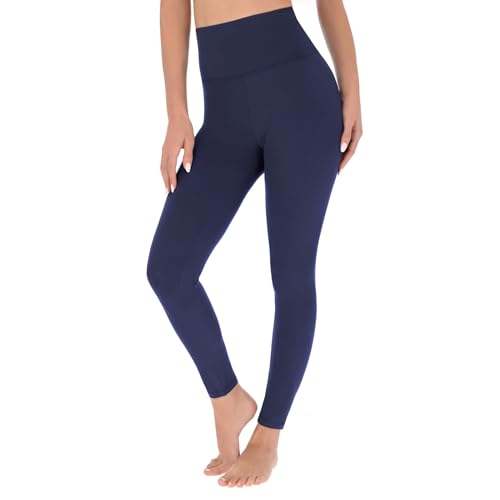 SOFTSAIL Leggings Damen High Waist Bauchkontrolle Blickdicht Yoga Gym Sporthose Damen Lang Figurformend Atmungsaktiv Elastisch Marineblau L/XL von SOFTSAIL