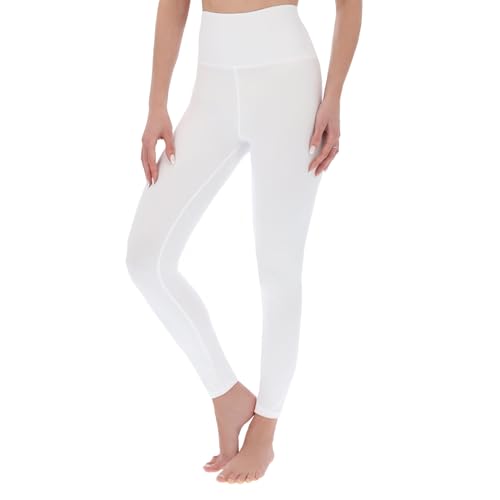 SOFTSAIL Leggings Damen High Waist – Blickdicht Leggins mit Bauchkontrolle Elastische Weiche Leggings für Sport Yoga Gym – Leggings Weiß 40-42, L-XL von SOFTSAIL