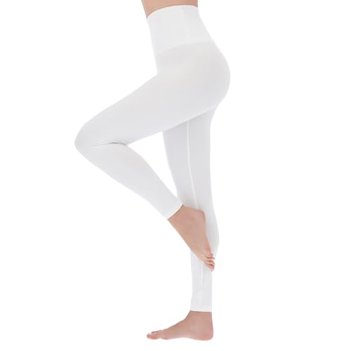 SOFTSAIL Leggings Damen High Waist Bauchkontrolle Blickdicht Yoga Gym Sporthose Damen Lang Figurformend Atmungsaktiv Elastisch Weiß 2XL von SOFTSAIL