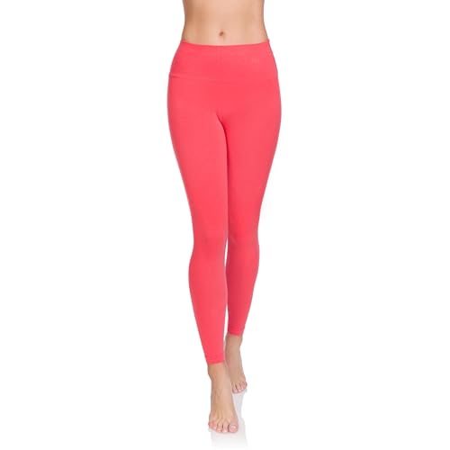 SOFTSAIL Leggings Damen High Waist Sportleggings Frauen Tummy Control Figurformende Leggins Sportleggins Sportbekleidung Sporthose Sport Yoga Pilates Fitness Gym Koralle Gr. 38 von SOFTSAIL