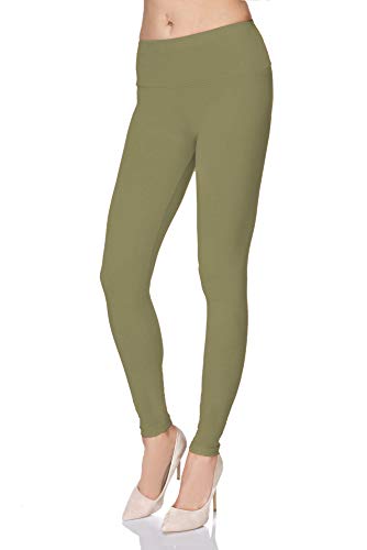 SOFTSAIL Leggings Damen Lang Baumwolle Jogginghose Sport-Leggings, Khaki L von SOFTSAIL