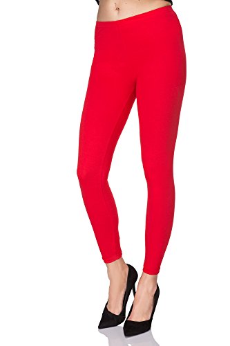 SOFTSAIL Leggings Damen Lang Baumwolle Jogginghose Sport-Leggings, Rot XL von SOFTSAIL