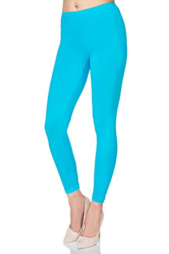 SOFTSAIL Leggings Damen Lang Baumwolle Jogginghose Sport-Leggings, Türkis L von SOFTSAIL