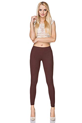 SOFTSAIL Leggings Damen Lang Baumwolle Jogginghose Sport-Leggings Mid Waist Alltagshose Mittlere Taille Elastischer Bund Figurformende Bekleidung für Frauen, Braun 3XL von SOFTSAIL