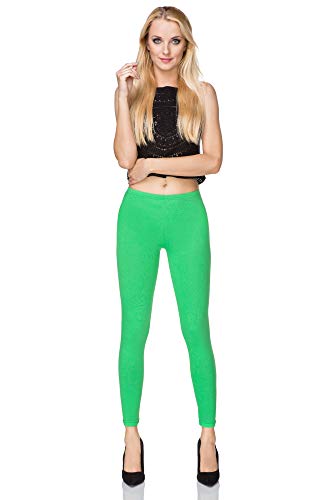 SOFTSAIL Leggings Damen Lang Baumwolle Jogginghose Sport-Leggings Mid Waist Alltagshose Mittlere Taille Elastischer Bund Figurformende Bekleidung für Frauen, Grün 3XL von SOFTSAIL