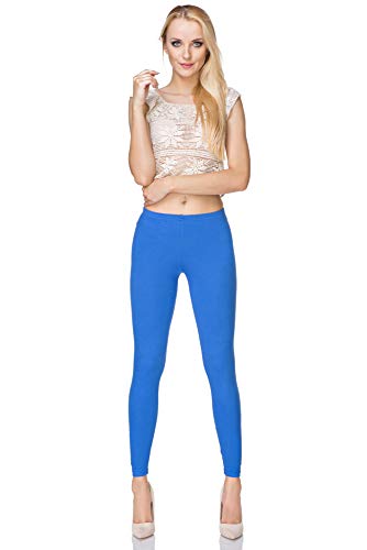 SOFTSAIL Leggings Damen Lang Baumwolle Jogginghose Sport-Leggings Mid Waist Alltagshose Mittlere Taille Elastischer Bund Figurformende Bekleidung für Frauen, Königsblau S von SOFTSAIL