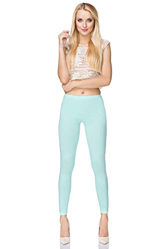 SOFTSAIL Leggings Damen Lang Baumwolle Jogginghose Sport-Leggings Mid Waist Alltagshose Mittlere Taille Elastischer Bund Figurformende Bekleidung für Frauen, Mint L von SOFTSAIL