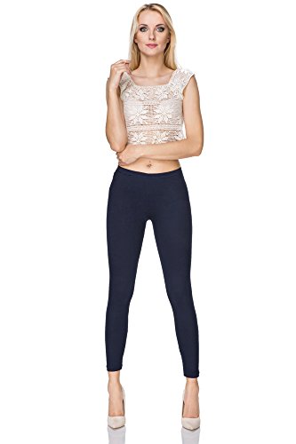 SOFTSAIL Leggings Damen Lang Baumwolle Jogginghose Sport-Leggings Mid Waist Alltagshose Mittlere Taille Elastischer Bund Figurformende Bekleidung für Frauen, Navy XXL von SOFTSAIL