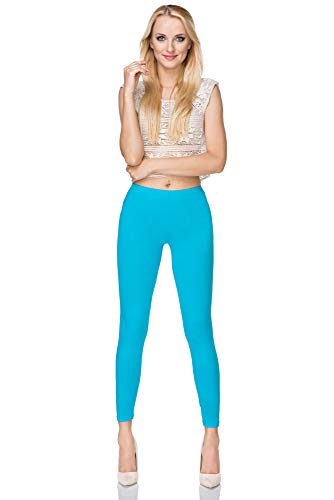 SOFTSAIL Leggings Damen Lang Baumwolle Jogginghose Sport-Leggings Mid Waist Alltagshose Mittlere Taille Elastischer Bund Figurformende Bekleidung für Frauen, Türkis S von SOFTSAIL