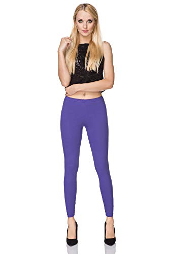 SOFTSAIL Leggings Damen Lang Baumwolle Jogginghose Sport-Leggings Mid Waist Alltagshose Mittlere Taille Elastischer Bund Figurformende Bekleidung für Frauen, Violett S von SOFTSAIL