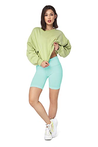SOFTSAIL Leggings Damen Radlerhose Aus Baumwolle High Waist Bauchkontrolle Yoga Gym Sporthose Damen Kurz Figurformend Atmungsaktiv Elastisch Minze 38 von SOFTSAIL