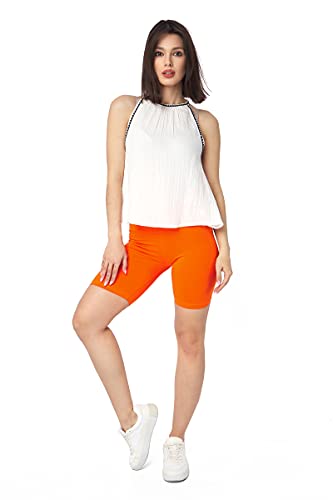 SOFTSAIL Leggings Damen Radlerhose Aus Baumwolle High Waist Bauchkontrolle Yoga Gym Sporthose Damen Kurz Figurformend Atmungsaktiv Elastisch Orange 38 von SOFTSAIL
