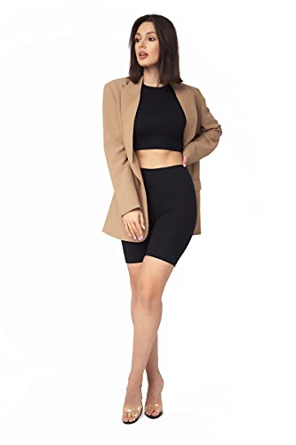 SOFTSAIL Leggings Damen Radlerhose Aus Baumwolle High Waist Bauchkontrolle Yoga Gym Sporthose Damen Kurz Figurformend Atmungsaktiv Elastisch Schwarz 36 von SOFTSAIL