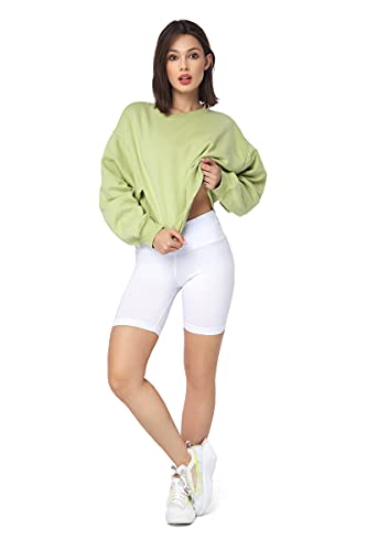 SOFTSAIL Leggings Damen Radlerhose Aus Baumwolle High Waist Bauchkontrolle Yoga Gym Sporthose Damen Kurz Figurformend Atmungsaktiv Elastisch Weiß 44 von SOFTSAIL