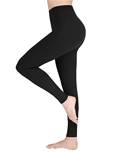 SOFTSAIL Leggings Damen High Waist Bauchkontrolle Blickdicht Yoga Gym Sporthose Damen Lang Figurformend Atmungsaktiv Elastisch Schwarz S/M von SOFTSAIL