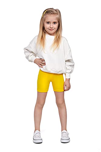 SOFTSAIL Leggings Mädchen Radlerhose Kurze Hose Aus Baumwolle Kinder Sporthose Tanzhose Atmungsaktiv Weich Elastisch Sommer Sport Gelb 134-140 - 9-10 Jahre von SOFTSAIL