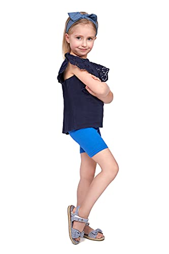 SOFTSAIL Leggings Mädchen Radlerhose Kurze Hose Aus Baumwolle Kinder Sporthose Tanzhose Atmungsaktiv Weich Elastisch Sommer Sport Königsblau 110-116 - 5-6 Jahre von SOFTSAIL