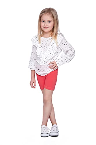 SOFTSAIL Kinder Radlerhose Mädchen – Baumwolle Blickdicht Elastische Sommer Leggings für Sport Freizeit – Kurze Sporthose Tanzhose Shorts für Mädchen, Koralle 104-110 - 4-5 Jahre von SOFTSAIL