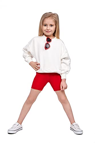 SOFTSAIL Leggings Mädchen Radlerhose Kurze Hose Aus Baumwolle Kinder Sporthose Tanzhose Atmungsaktiv Weich Elastisch Sommer Sport Rot 116-122 - 6-7 Jahre von SOFTSAIL