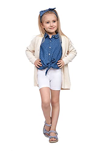 SOFTSAIL Kinder Radlerhose Mädchen – Baumwolle Blickdicht Elastische Sommer Leggings für Sport Freizeit – Kurze Sporthose Tanzhose Shorts für Mädchen, Weiß 146-152 - 11-12 Jahre von SOFTSAIL