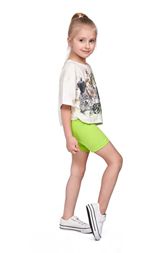 SOFTSAIL Leggings Mädchen Radlerhose Kurze Hose Aus Baumwolle Kinder Sporthose Tanzhose Atmungsaktiv Weich Elastisch Sommer Sport Limettengrün 128-134 - 8-9 Jahre von SOFTSAIL