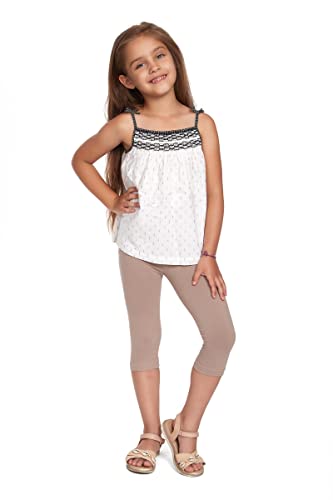 SOFTSAIL Mädchen-Leggings ¾-Länge Schlichte Hose für Kinder Stretch-Baumwolle Schlank Atmungsaktiv Casual Ultraweich 1–13 Jahre Schule Spielen Tanzen Farben Beige 10 Jahre CH34 von SOFTSAIL