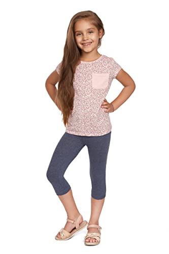 SOFTSAIL Leggings Mädchen 3/4 Capri Hose Aus Baumwolle Kinder Sporthose Tanzhose Atmungsaktiv Weich Elastisch Sport Denim 10 Jahre von SOFTSAIL