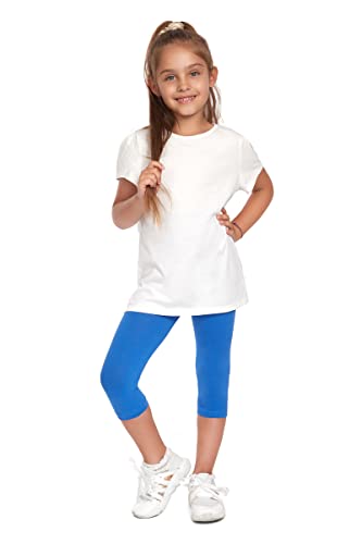 SOFTSAIL Mädchen-Leggings ¾-Länge Schlichte Hose für Kinder Stretch-Baumwolle Schlank Atmungsaktiv Casual Ultraweich 1–13 Jahre Schule Spielen Tanzen Farben Königsblau 10 Jahre CH34 von SOFTSAIL