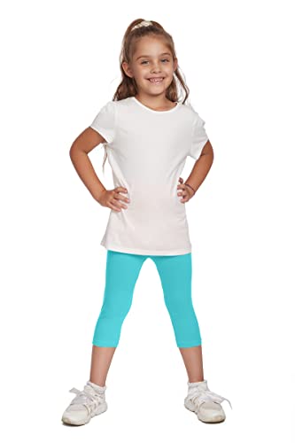 SOFTSAIL Leggings Mädchen 3/4 Capri Hose Aus Baumwolle Kinder Sporthose Tanzhose Atmungsaktiv Weich Elastisch Sport Minze 8 Jahre von SOFTSAIL