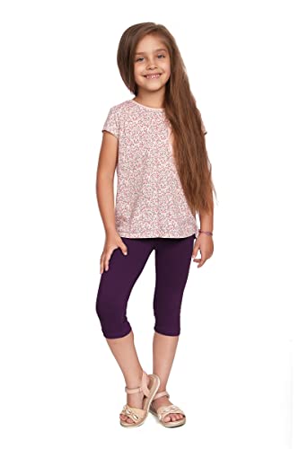 SOFTSAIL Mädchen-Leggings ¾-Länge Schlichte Hose für Kinder Stretch-Baumwolle Schlank Atmungsaktiv Casual Ultraweich 1–13 Jahre Schule Spielen Tanzen Farben Pflaume 2 Jahre CH34 von SOFTSAIL