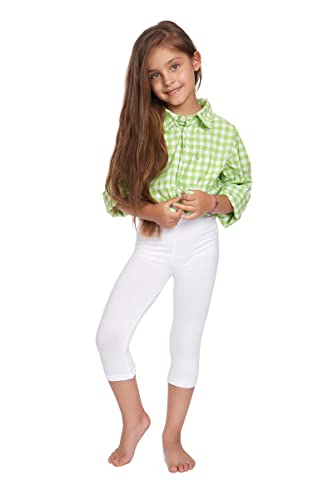 SOFTSAIL Mädchen-Leggings ¾-Länge Schlichte Hose für Kinder Stretch-Baumwolle Schlank Atmungsaktiv Casual Ultraweich 1–13 Jahre Schule Spielen Tanzen Farben Weiß 12 Jahre CH34 von SOFTSAIL