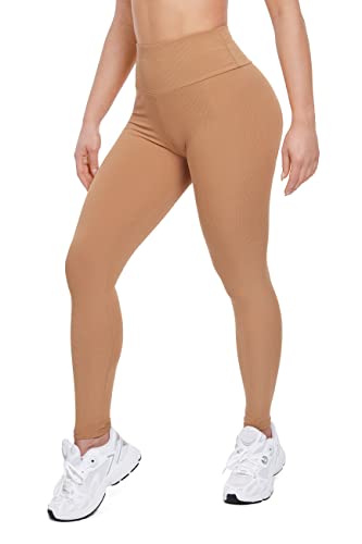 SOFTSAIL Sport-Leggings für Damen mit hoher Taille I Push-up Stretch Fitness Gymnastik Leggings I Bauchkontrolle mit hoher Taille Yoga-Gymnastikhose I Sport Leggings für Damen, gerippt, S-XL von SOFTSAIL