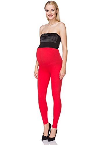 SOFTSAIL Umstandsleggings Leggings Für Damen Aus Baumwolle Schwangerschaft Umstandshose Umstandsmode Für Schwangere Umstandskleidung Mit High Waist, Rot 38 von SOFTSAIL