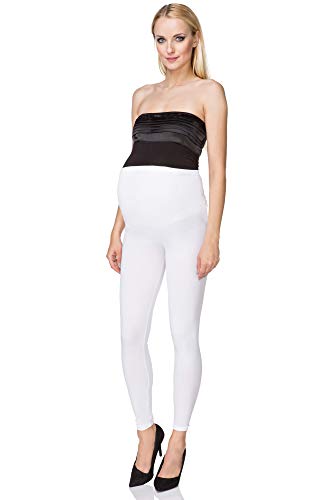 SOFTSAIL Umstandsleggings Leggings Für Damen Aus Baumwolle Schwangerschaft Umstandshose Umstandsmode Für Schwangere Umstandskleidung Mit High Waist, Weiß 40 von SOFTSAIL
