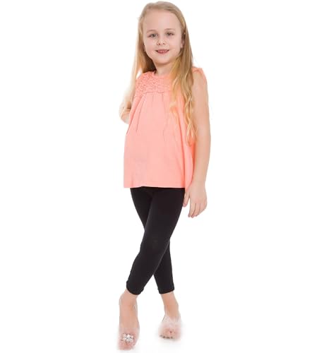 SOFTSAIL Vollständige Baumwoll-Leggings für Mädchen für Kinder | Einfarbige Baumwoll-Leggings für Schule Tanz Spiel und Freizeit | Dehnbare elastische solide weiche Hosen für Kinder, 2-13 Jahre von SOFTSAIL