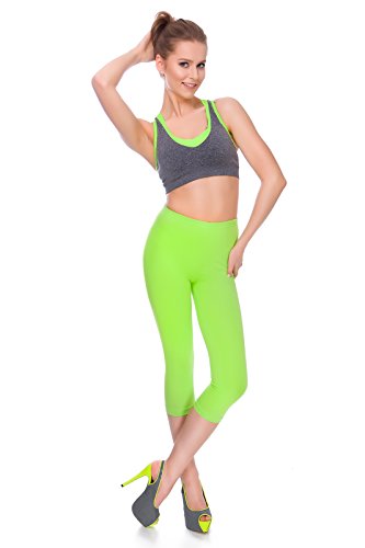 SOFTSAIL Womens 3/4 Baumwolle solide Leggings gesichert Capri Activewear Gym Yoga Fitness Casual Cropped Pants Größen 36-56 EUR MIDL3 von SOFTSAIL