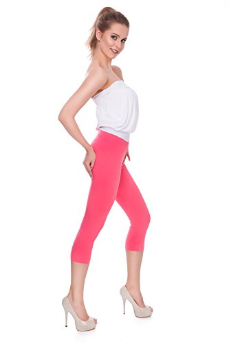SOFTSAIL Womens 3/4 Baumwolle solide Leggings gesichert Capri Activewear Gym Yoga Fitness Casual Cropped Pants Größen 36-56 EUR MIDL3 von SOFTSAIL