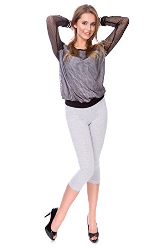 SOFTSAIL Womens 3/4 Baumwolle solide Leggings gesichert Capri Activewear Gym Yoga Fitness Casual Cropped Pants Größen 36-56 EUR MIDL3 von SOFTSAIL