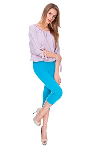 SOFTSAIL Womens 3/4 Baumwolle solide Leggings gesichert Capri Activewear Gym Yoga Fitness Casual Cropped Pants Größen 36-56 EUR MIDL3 von SOFTSAIL