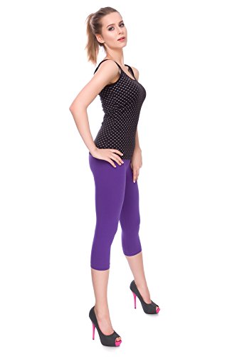 SOFTSAIL Womens 3/4 Baumwolle solide Leggings gesichert Capri Activewear Gym Yoga Fitness Casual Cropped Pants Größen 36-56 EUR MIDL3 von SOFTSAIL