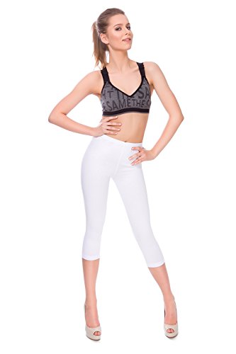 SOFTSAIL Womens 3/4 Baumwolle solide Leggings gesichert Capri Activewear Gym Yoga Fitness Casual Cropped Pants Größen 36-56 EUR MIDL3 von SOFTSAIL