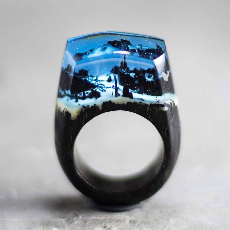 Verzauberter Wald-Resin-Ring Handgemachter Mooreiche-Glow-Ring von SOGDbrand