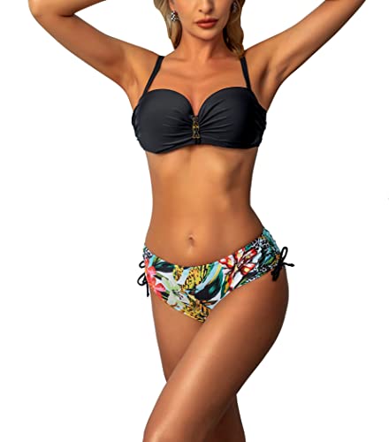 SOGNO D'ORO Bikini Damen High Waist Push up Damen Bikini Set Sexy Bikini Zweiteiliger Badeanzug Damen Bademode mit Rückengurt Design von SOGNO D'ORO