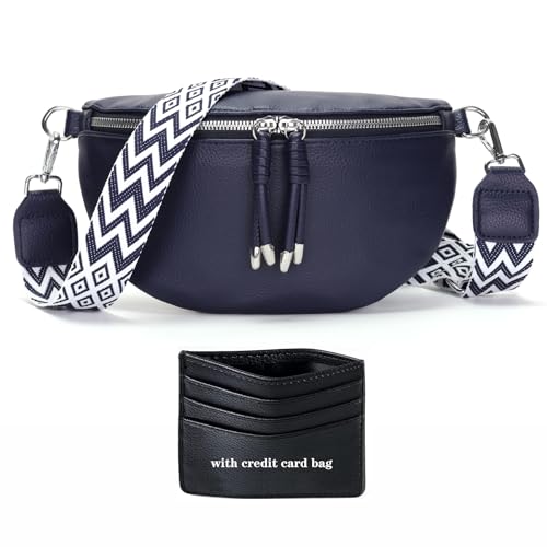 SOGYECS Bauchtasche Damen Veganes Leder Crossbody Bag Damen Umhängetasche Damen Klein Handytasche Zum Umhängen Blau von SOGYECS