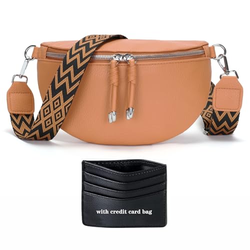 SOGYECS Bauchtasche Damen Veganes Leder Crossbody Bag Damen Umhängetasche Damen Klein Handytasche Zum Umhängen Orange von SOGYECS