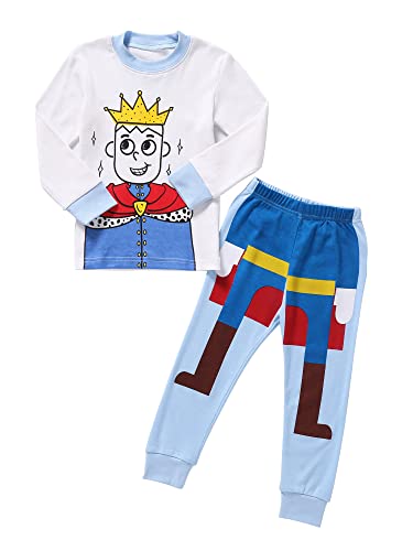 SOIBEEN Jungen Pyjamas Prinz Cartoon Nachtwäsche Baumwolle Kleinkind Kleidung Kinder Nachtwäsche Langarm PJs Set 2-teiliges Outfit 4 Jahre von SOIBEEN