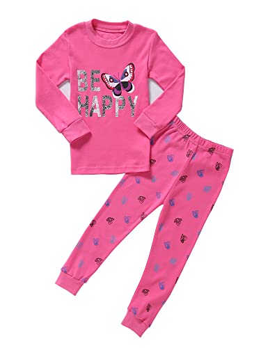 SOIBEEN Mädchen Pyjamas Set 100% Baumwolle Schmetterling PJs Kleinkind Langarm Nachtwäsche Kinder Kleidung 2-Stücke Outfit 2-3 Jahre von SOIBEEN