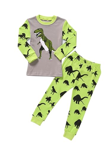 SOIBEEN Pyjamas für Jungen Dinosaurier Nachtwäsche Baumwolle Kleinkind Kleidung Kinder Nachtwäsche Langarm PJs Set 2-teiliges Outfit 1-2 Jahre von SOIBEEN